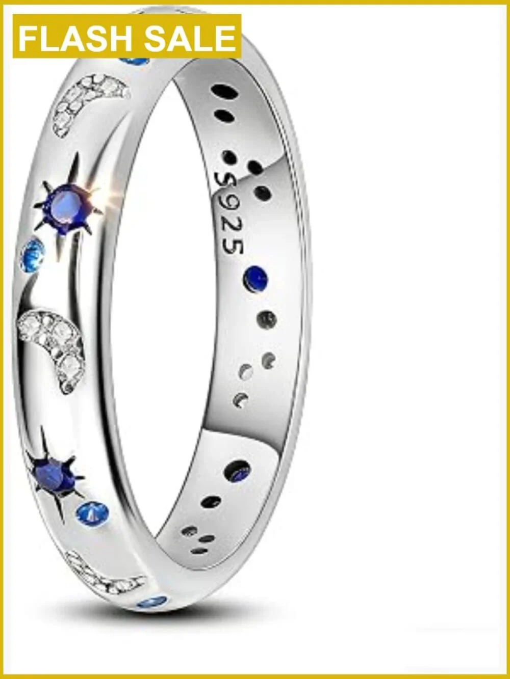 925 Sterling Silver Sun Moon Star Stackable Ring Women Size 8